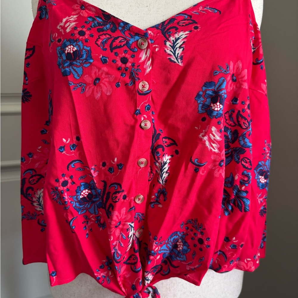 Torrid Vivid Red Floral Blouse